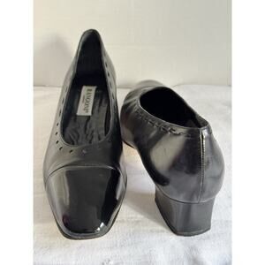 Rangoni Low Block Heel Black Dress Shoes Pumps Size 12 AAAA Made In Italy